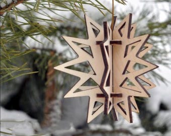 Snowflake Laser cut SVG 3D Ornament Christmas - Digital download
