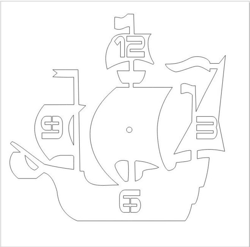 Wall Clock SVG Laser Cut Ship Boat Clock Sailor DXF for Cnc Etsy