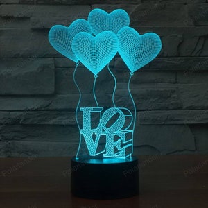 Love LED Lamp Illusion Acrylic Lamp Stand Love is and Hearts Laser Cut CNC file