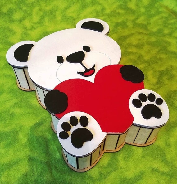 Teddy Bear Box for Valentine's Day for Gift or Chocolate SVG Laser