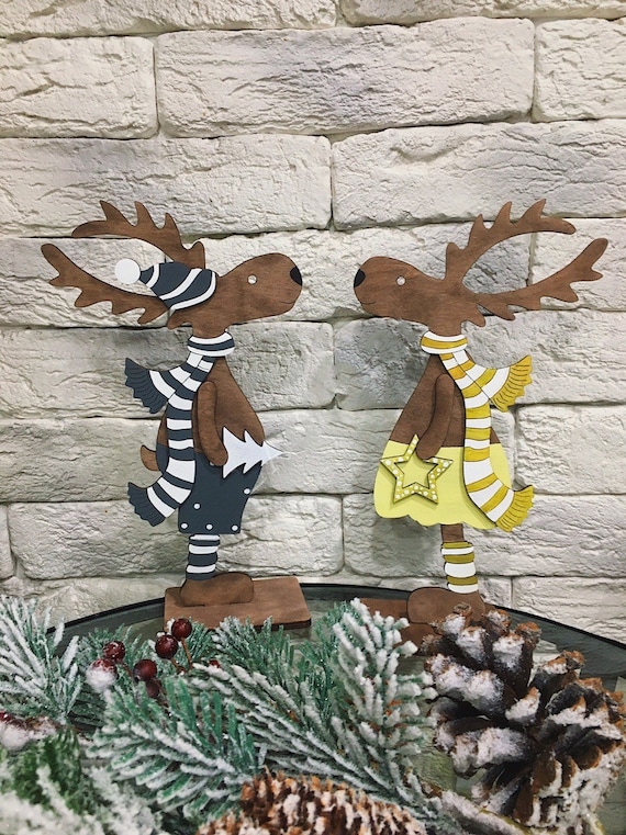 Christmas Reindeers for cnc laser cutting SVG and other formats, Christmas decoration Deer