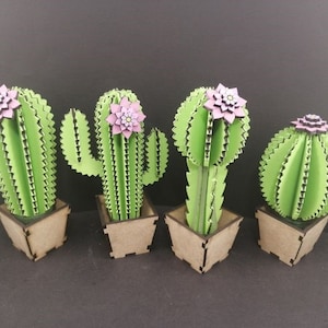 Cactus Taglio laser 3d cactus SVG cnc 3d fiore in miniatura