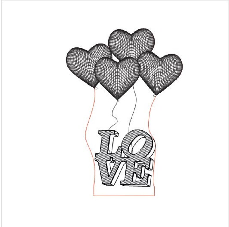 Love LED Lamp SVG File, Hearts Illusion Light (digital Download) - Etsy