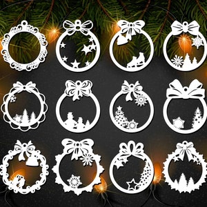 Christmas Ornaments Laser Cutting Files / Christmas Balls Laser Cut SVG AI CDR pdf dxf files for laser cutting