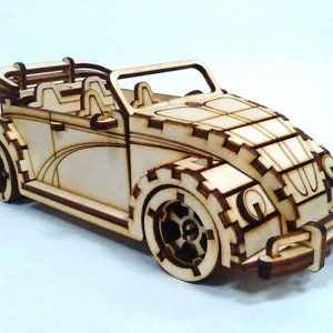 3D car model puzzle 80s car laser cut file DXF CDR svg ai