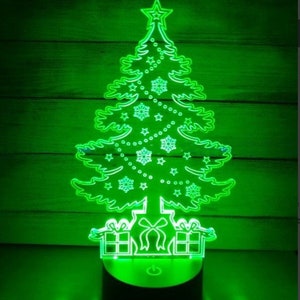 File della lampada 3D dell'albero di Natale per cnc, lampada acrilica SVG tagliata al laser