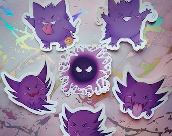 Gengar, Haunter, Gastly Stickers, Waterproof Vinyl, Halloween Decor