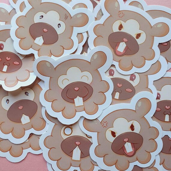 Bidoof Stickers Pokemon Inspired Waterproof Beaver Vinyl Etsy Canada