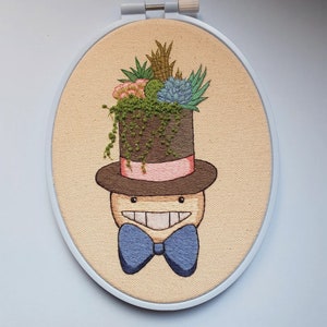 Anime Scarecrow inspired embroidery hoop - Turnip embroidery hoop home decor