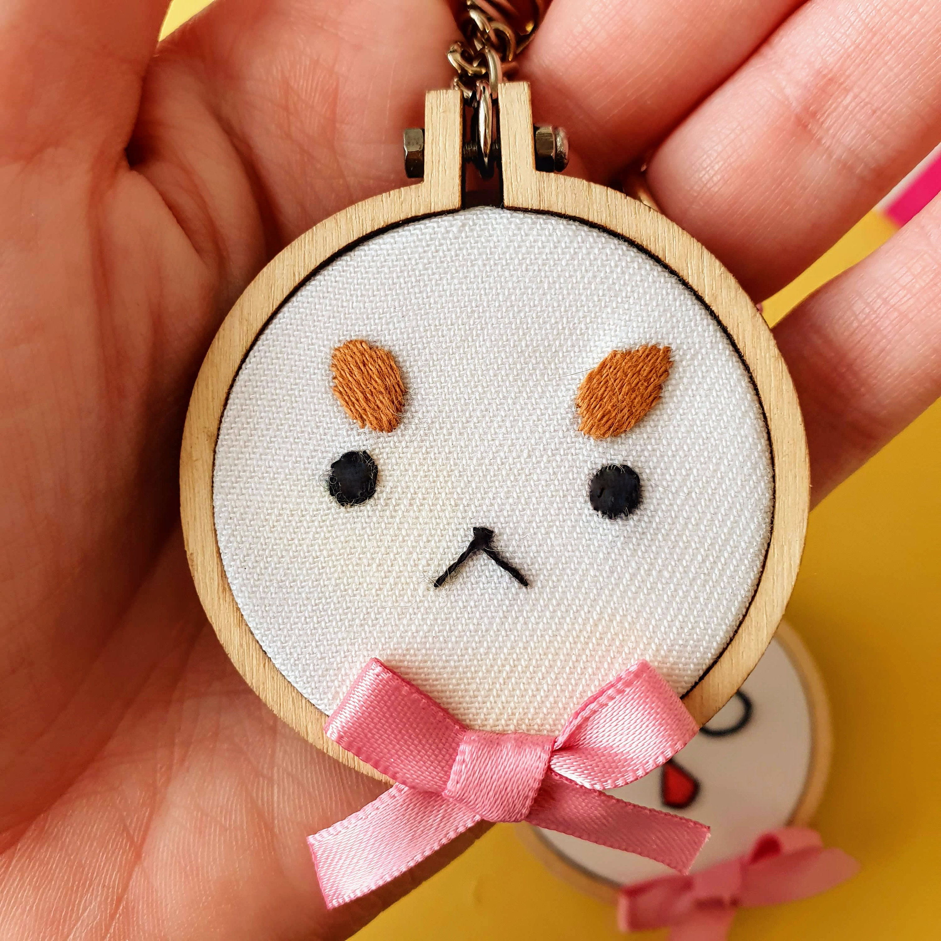 Puppycat and Bee Inspired Embroidery Keychains Puppycat Etsy UK