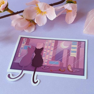 Sailor Moon Stickers - Luna and Artemis cat anime stickers - Magical Girl Skyline Stickers