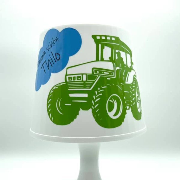 Lampe de table, lampe pour enfants « Tractor Fan » avec nom et texte souhaité, superbe idée cadeau, anniversaire, célébrations, différentes couleurs de police