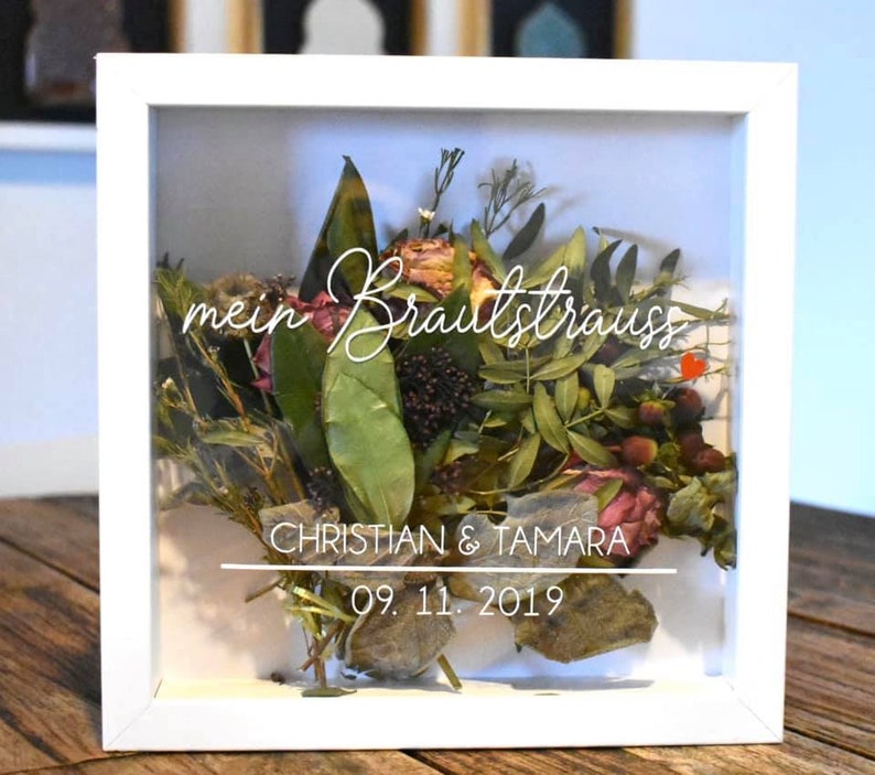 *Personalized* Background Selectable *Great Gift Idea*Forever many fonts available Your bridal bouquet in the frame