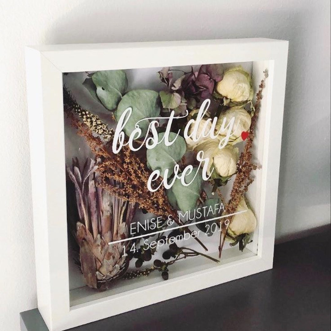 Best Day Ever Picture Frame for the Bridal Bouquet, Personalized With