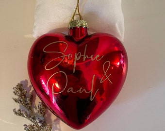 Bola de corazón personalizada con nombre - Día de San Valentín - Amor - Amistad - Matrimonio aproximadamente 11 cm, rojo brillante *BESTSELLER 2022*gran idea de regalo,