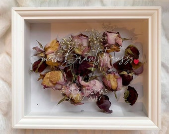 Picture frame for the bridal bouquet* new design, personalized with name & date, great gift idea, wedding gift, own design possible.
