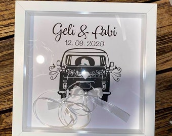 Picture frame *wedding car with blessing* for money gifts, wedding gift, gift idea, personalized, own pattern possible