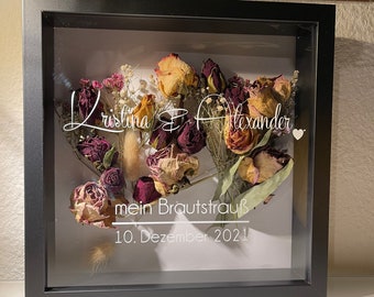 Your bridal bouquet *forever* immortalized in the picture frame - choice of font, personalized, gift idea, wedding gift, engagement, 27 x 27 cm