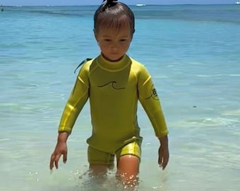 Selective HA Sunny Yellow 2.5mm Yamamoto Neoprene Longsleeve Wetsuit Springsuit Thermal Swimsuit Sun Protection, Boyʻs, Girlʻs, unisex