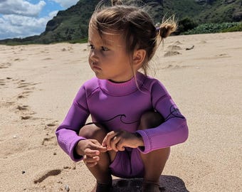 Selective HA 2.5mm Yamamoto Neoprene Baby, Toddler and Kids Long Sleeve Shorty Wetsuit Thermal Swimsuit in Electric Purple