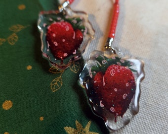 Juicy Meat Strawberrys  - Acrylic Phone Charm 2 designs - Gore Horror Tiny Charm