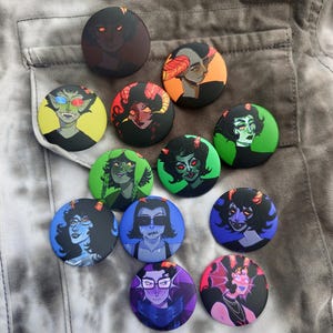 Homestuck Trolls, 37mm Round Tin Button Badges, Webcomic