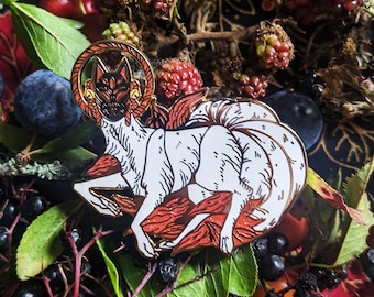 Kitsune Hard Enamel Pin, Mythology Pin