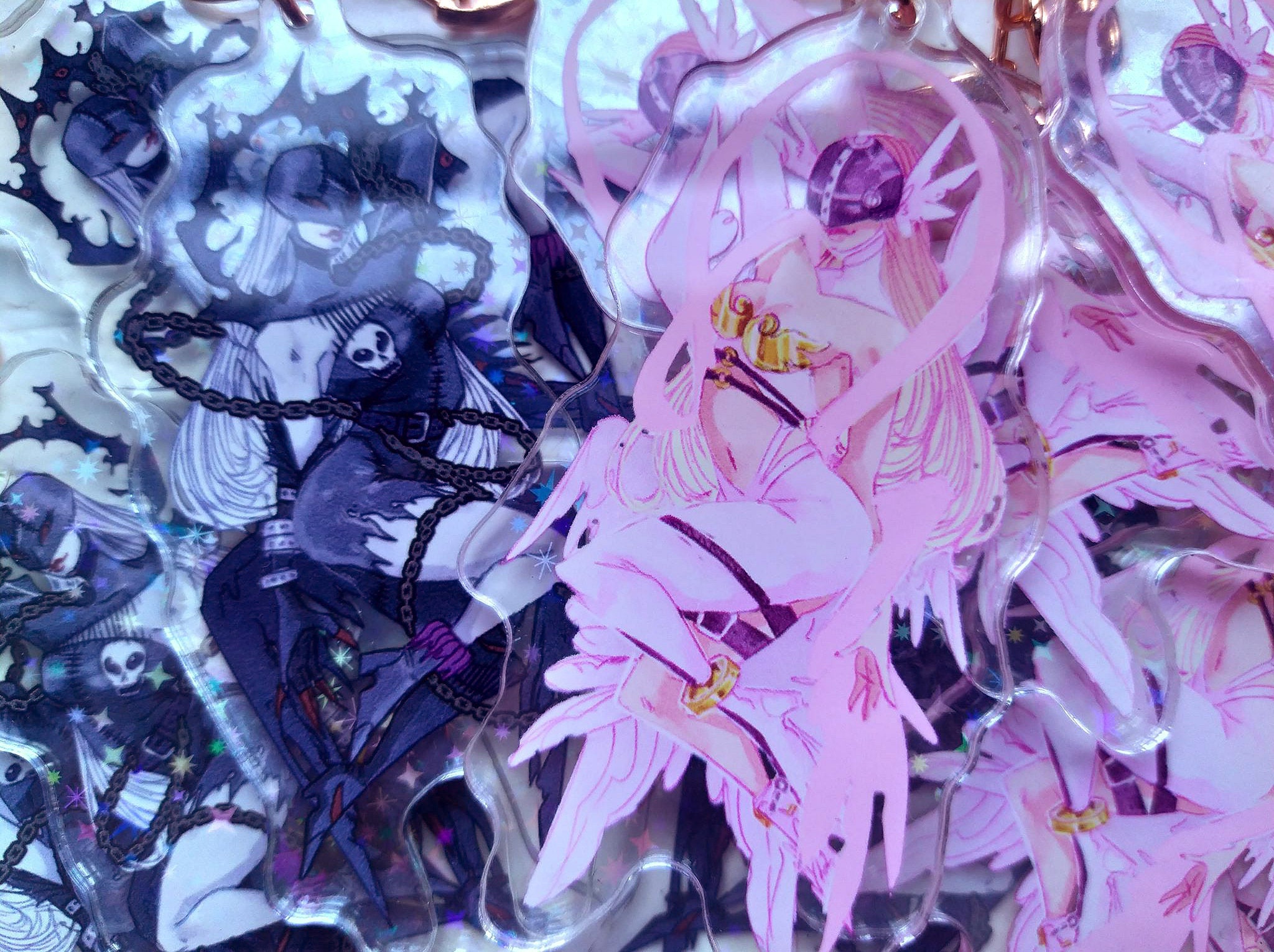 Angewomon + Ladydevimon Holo Acrylic Charm