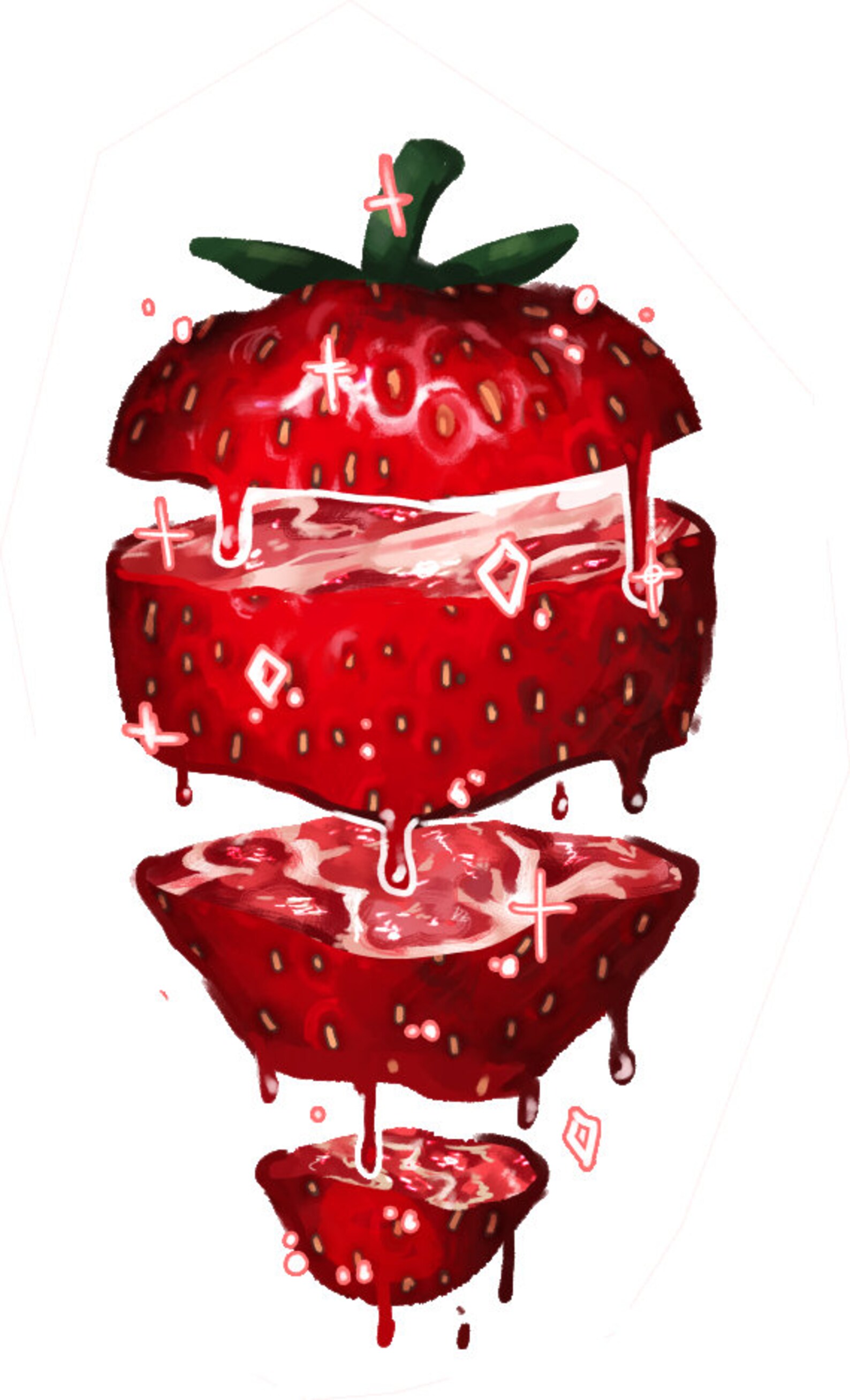 STRAWBERRY GORE Transparent Stickers Etsy