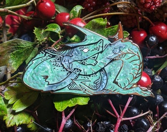 Green Dragon hard Enamel Pin, Mythology Pin