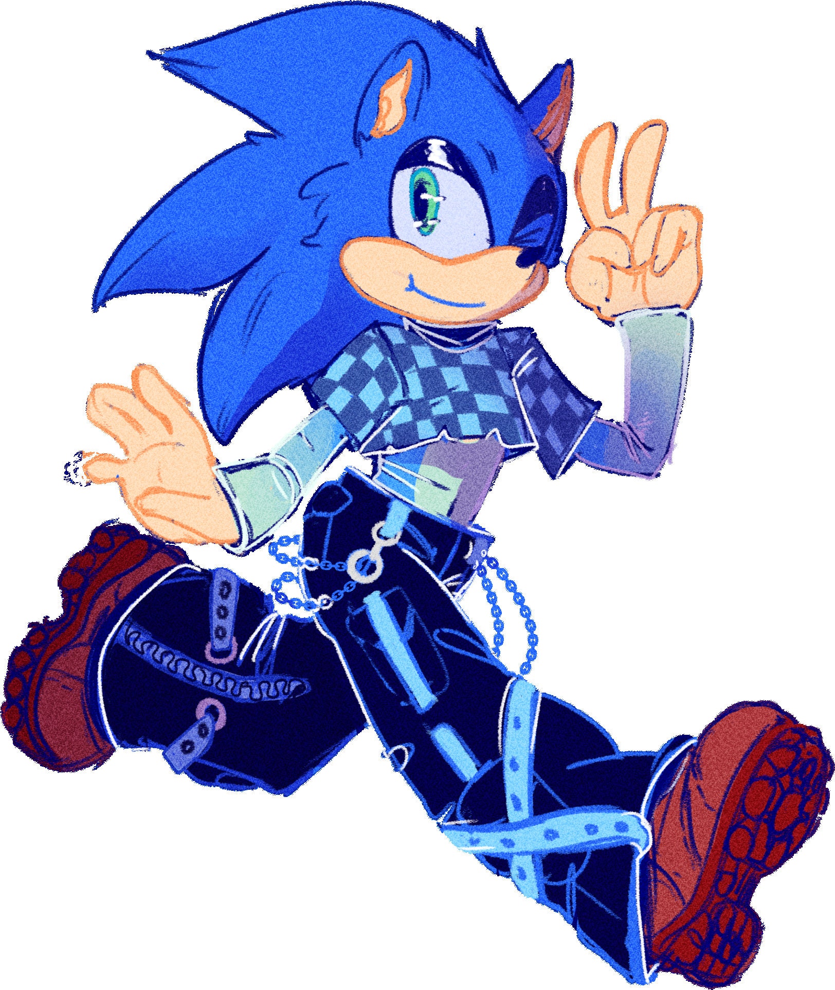 Scene Kid Sonic Vinyl Sticker Etsy