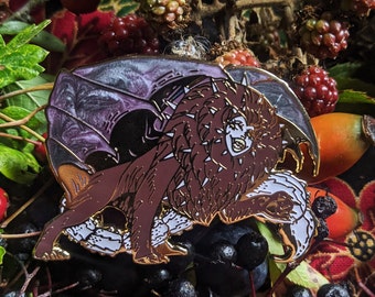 Manticore hard Enamel Pin, scorpion+ lion, Mythology Pin