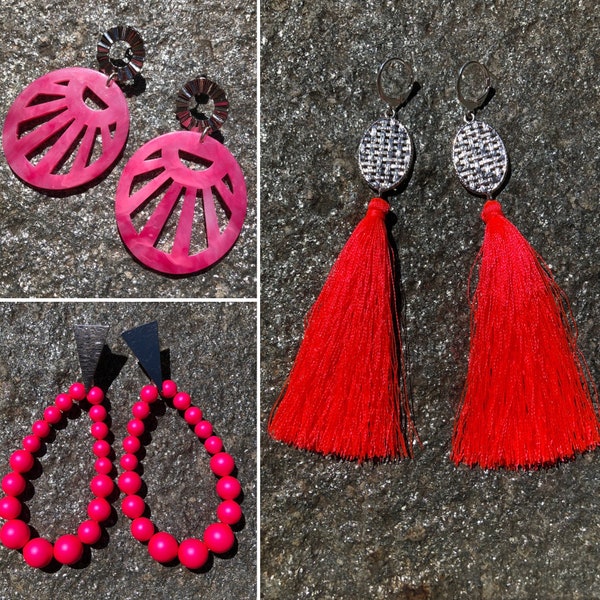 Boucles d’oreilles pink, 3 modèles au choix