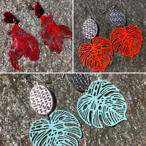 Summer earrings, koi carp or monstera, 3 models to choose from