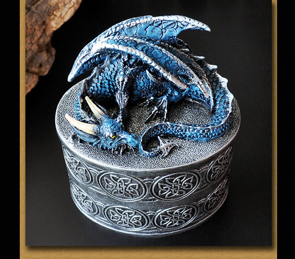 Blue Dragon Piggy bank Vintage Medieval Home Decor Handmade Etsy