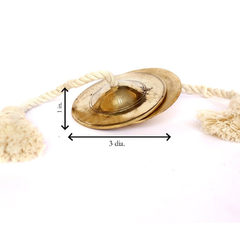 Manjeera In Ottone - Cimbali A Mano Per Musica Indiana, Bhajan E Kirtan, Diametro 7.6cm, Fatto A Mano In India