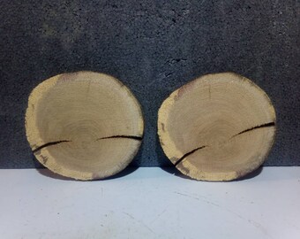 Zwei Baumscheiben ,Holzscheiben ,Holz ,Holzdeko , Bastelholz, Unbearbeitet, Gestockte Eiche, zum selber schleifen, extra dünn: 1,7- 1,8 cm
