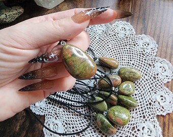 Tumbled Unakite Necklace. Linked to Pregnancy, Fertility, Mindfulness, Love, Balance.