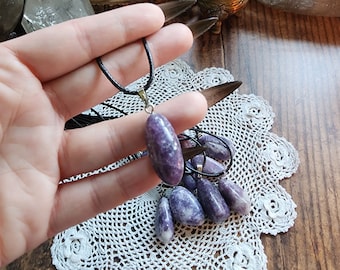 Lepidolite Tumbled Stone Necklace: Anti-Anxiety Crystal Pendant