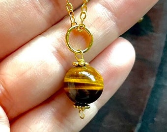 Tigers Eye Necklace. Associated with Luck, Protection, Prosperity, Strength, Kundalini awakening. option.