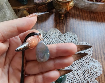 Tumbled Green Moss Agate Crystal Necklace: Earth Connection
