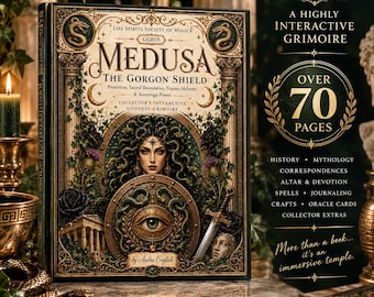 Medusa Grimoire Book of Shadows Printable PDF, 72 Page Goddess Witchcraft Guide, Altar, Spells, Shadow Work, Tarot, Crafts, Digital Download