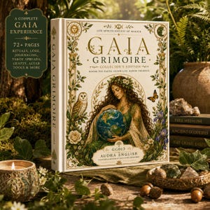Gaia Grimoire utskrivbar gudinna-arbetsbok, Jordmoder ritualdagbok, altarkit, orakelkort, Skuggornas bok-sidor digital canvas-nedladdning