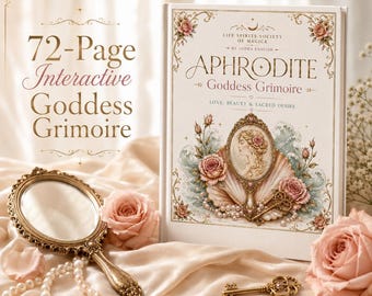 Aphrodite Goddess Grimoire Printable PDF, 72 Page Digital Book of Shadows, Love Beauty Rituals, Altar Kit, Oracle Cards
