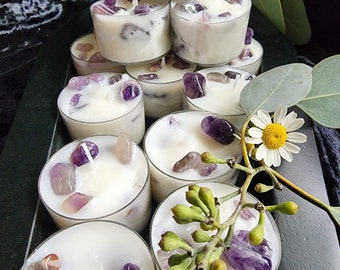 Amethyst Crystal Spell Candle: Mystic Aura for Psychic Visions