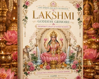 Lakshmi Goddess Grimoire Printable PDF, 72 Page Digital Devotional Workbook, Altar Kit, Oracle Cards, Ritual Journal