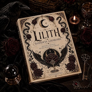 Printbaar grimoire van de godin Lilith, Boek der Schaduwen van de Duistere Godin, Werkboek voor Lilith-rituelen, Dagboek voor schaduwwerk, Orakelkaarten, Altaarknutselwerk