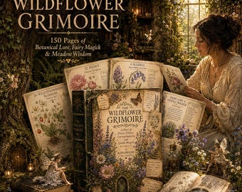 Wildflower Grimoire Printable, Flower Magic & Folklore Book, Botanical Journal, Fairy Lore, Green Witch Book of Shadows, 150 Pages