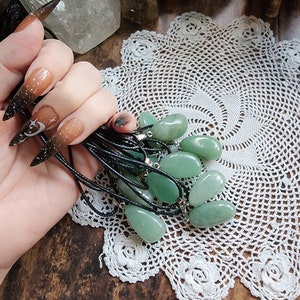 Green Aventurine Pendant Necklace: Wealth & Abundance Stone, Spell Option