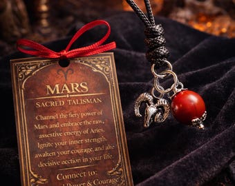Mars Talisman Necklace Red Jasper & Aries Ram • Confidence • Motivation • Personal Power • Custom Ritual Jewelry • Limited Energy Work